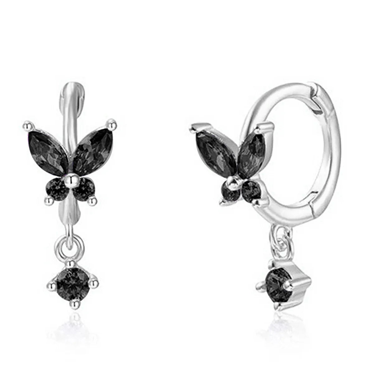 1 Pair Cute Romantic Pastoral Butterfly Butterfly Inlay Sterling Silver Zircon White Gold Plated Gold Plated Earrings