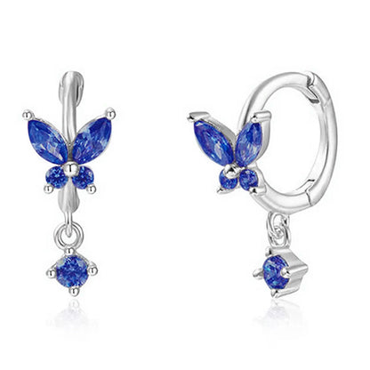 1 Pair Cute Romantic Pastoral Butterfly Butterfly Inlay Sterling Silver Zircon White Gold Plated Gold Plated Earrings