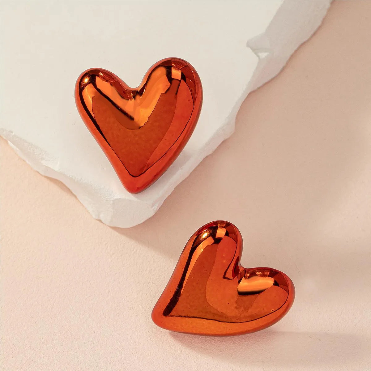 1 Pair Cute Romantic Simple Style Heart Shape Plastic Ear Studs