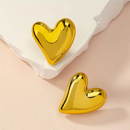 1 Pair Cute Romantic Simple Style Heart Shape Plastic Ear Studs