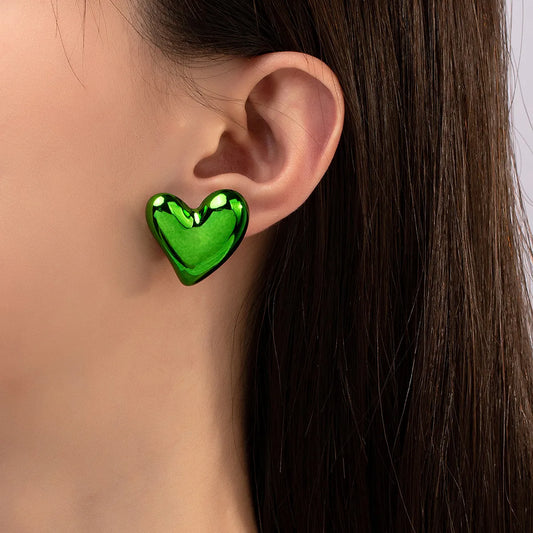 1 Pair Cute Romantic Simple Style Heart Shape Plastic Ear Studs