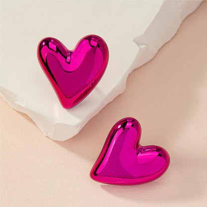 1 Pair Cute Romantic Simple Style Heart Shape Plastic Ear Studs