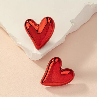 1 Pair Cute Romantic Simple Style Heart Shape Plastic Ear Studs