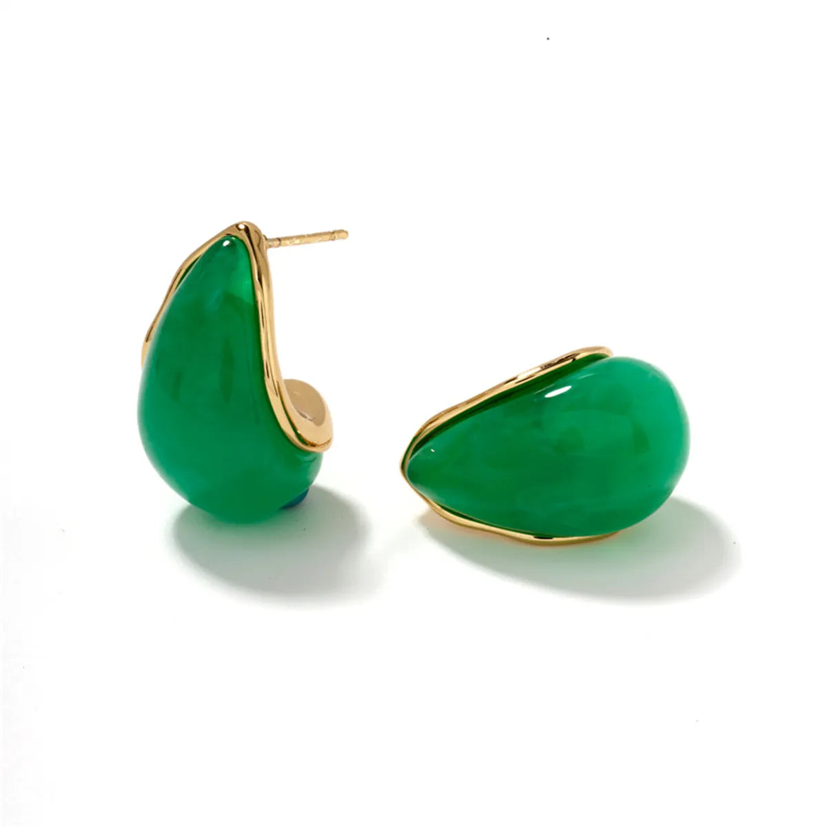 1 Pair Cute Romantic Sweet Water Droplets Solid Color Plating Inlay 304 Stainless Steel Resin K Gold Plated Ear Studs