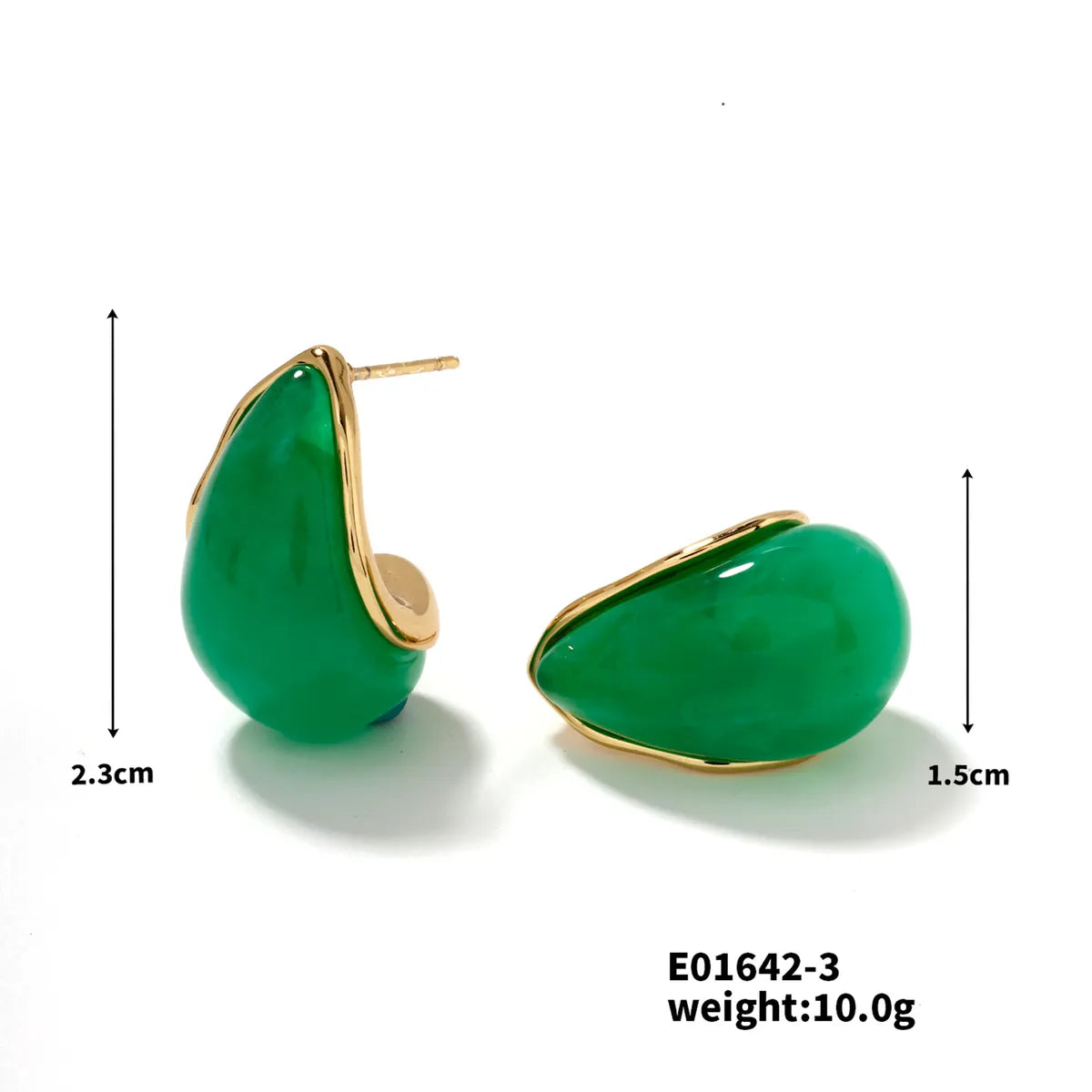 1 Pair Cute Romantic Sweet Water Droplets Solid Color Plating Inlay 304 Stainless Steel Resin K Gold Plated Ear Studs