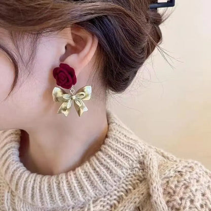 1 Pair Cute Rose Plating Alloy Gold Plated Ear Studs