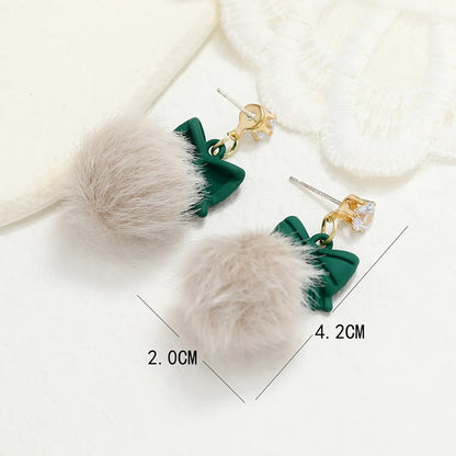 1 Pair Cute Round Alloy Drop Earrings