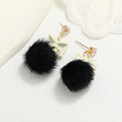 1 Pair Cute Round Alloy Drop Earrings