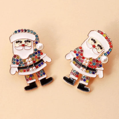 1 Pair Cute Santa Claus Crutch Elk Plating Alloy Ear Studs