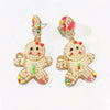 1 Pair Cute Santa Claus Crutch Elk Plating Alloy Ear Studs