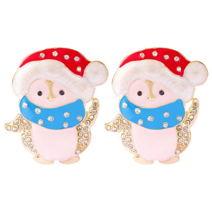 1 Pair Cute Santa Claus Crutch Elk Plating Alloy Ear Studs