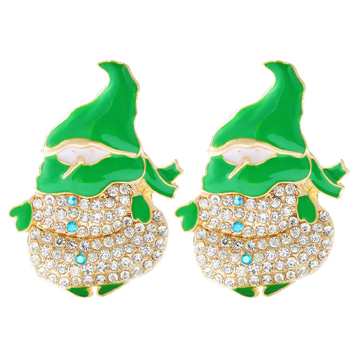 1 Pair Cute Santa Claus Crutch Elk Plating Alloy Ear Studs