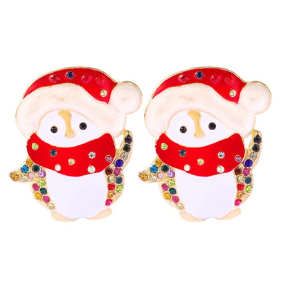 1 Pair Cute Santa Claus Crutch Elk Plating Alloy Ear Studs