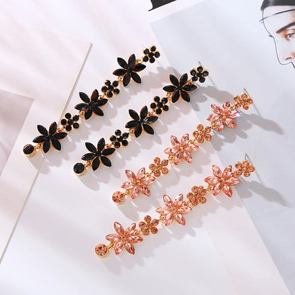 1 Pair Cute Shiny Flower Inlay Alloy Rhinestones Drop Earrings