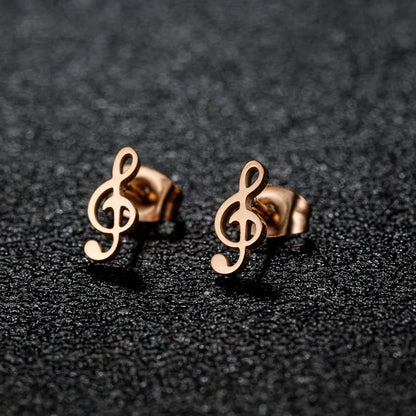 1 Pair Cute Simple Style Animal Notes Polishing 304 Stainless Steel 18K Gold Plated Ear Studs