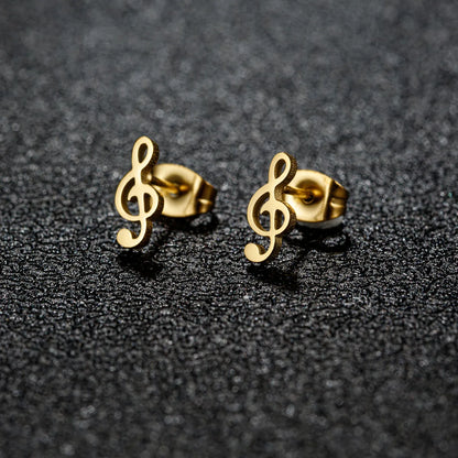 1 Pair Cute Simple Style Animal Notes Polishing 304 Stainless Steel 18K Gold Plated Ear Studs