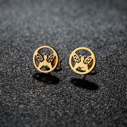 1 Pair Cute Simple Style Animal Notes Polishing 304 Stainless Steel 18K Gold Plated Ear Studs