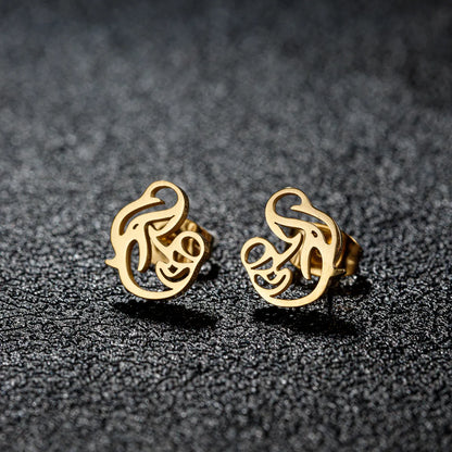 1 Pair Cute Simple Style Animal Notes Polishing 304 Stainless Steel 18K Gold Plated Ear Studs