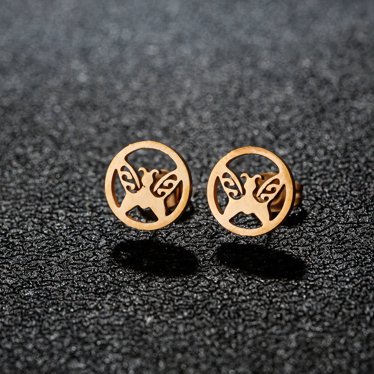 1 Pair Cute Simple Style Animal Notes Polishing 304 Stainless Steel 18K Gold Plated Ear Studs