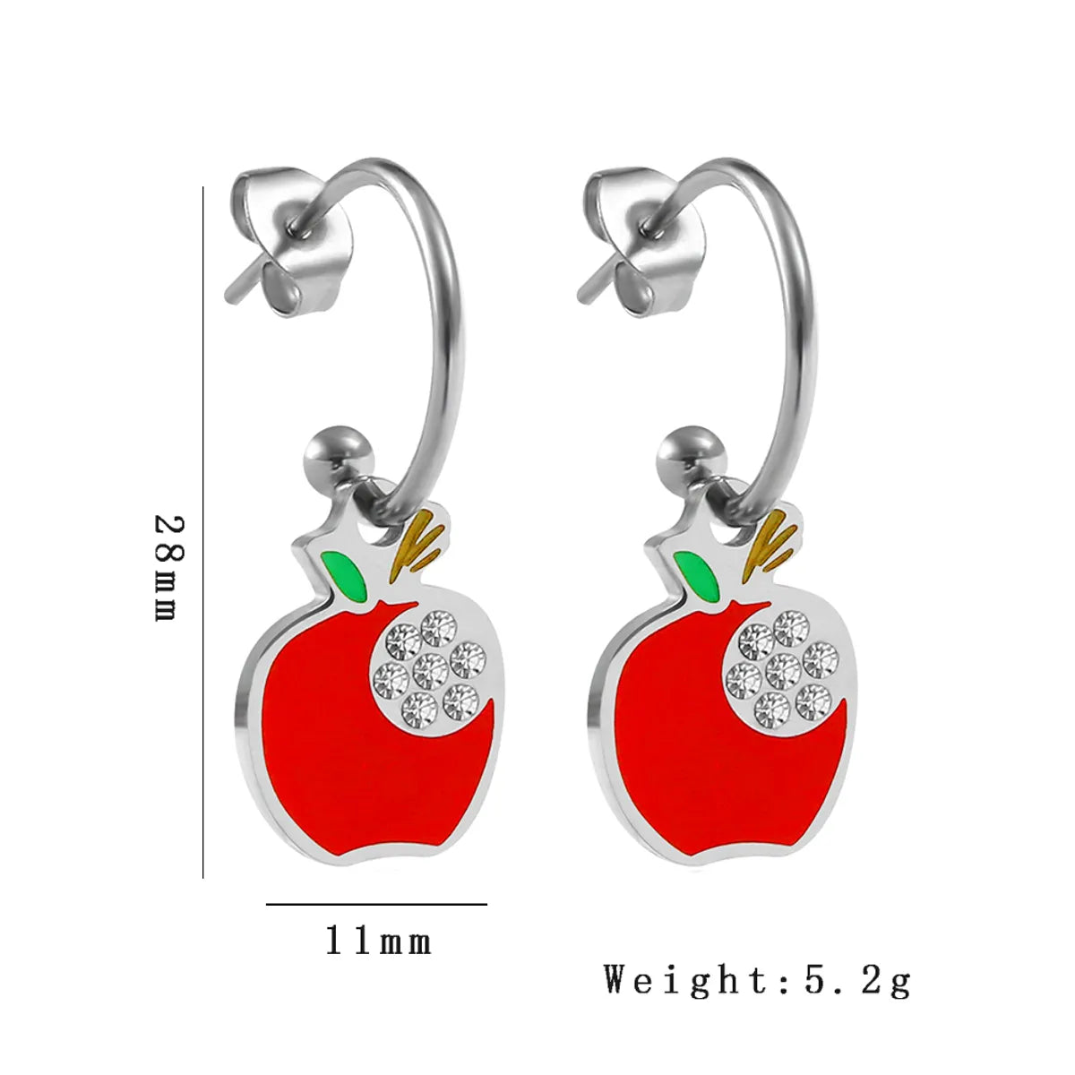 1 Pair Cute Simple Style Apple Titanium Steel Drop Earrings