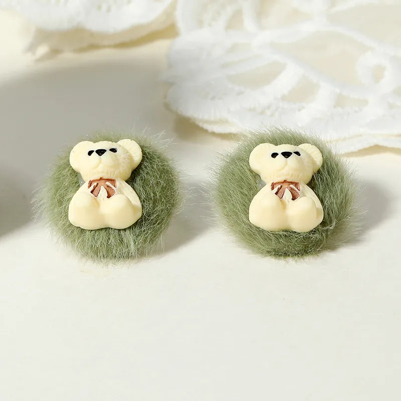 1 Pair Cute Simple Style Bear Alloy Ear Studs