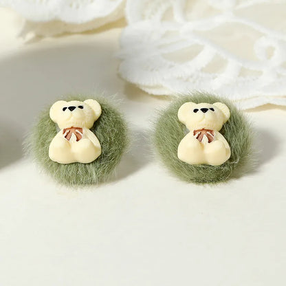 1 Pair Cute Simple Style Bear Alloy Ear Studs