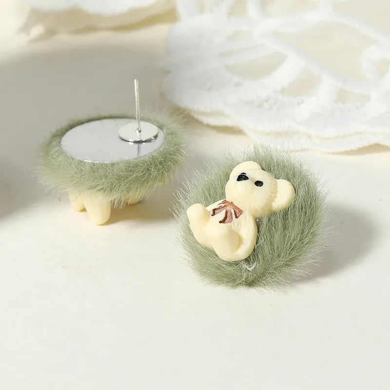 1 Pair Cute Simple Style Bear Alloy Ear Studs