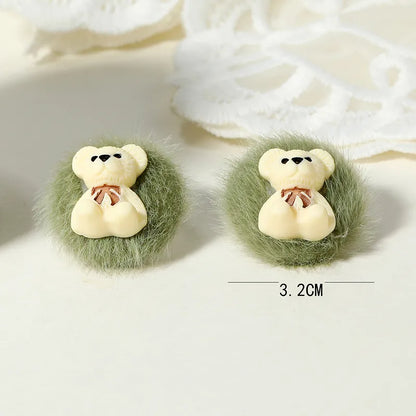 1 Pair Cute Simple Style Bear Alloy Ear Studs