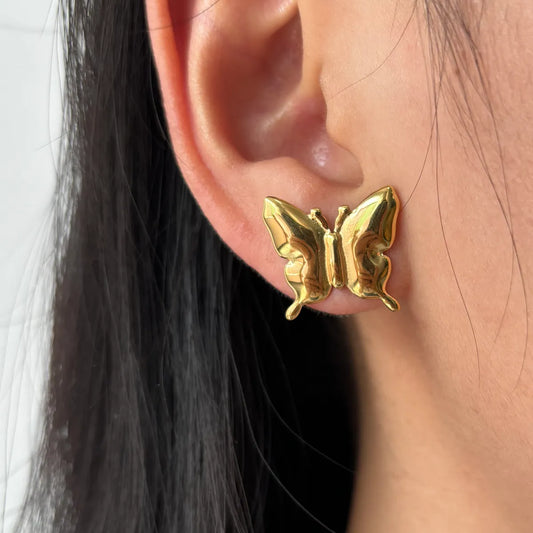 1 Pair Cute Simple Style Butterfly Plating 304 Stainless Steel 18K Gold Plated Ear Studs