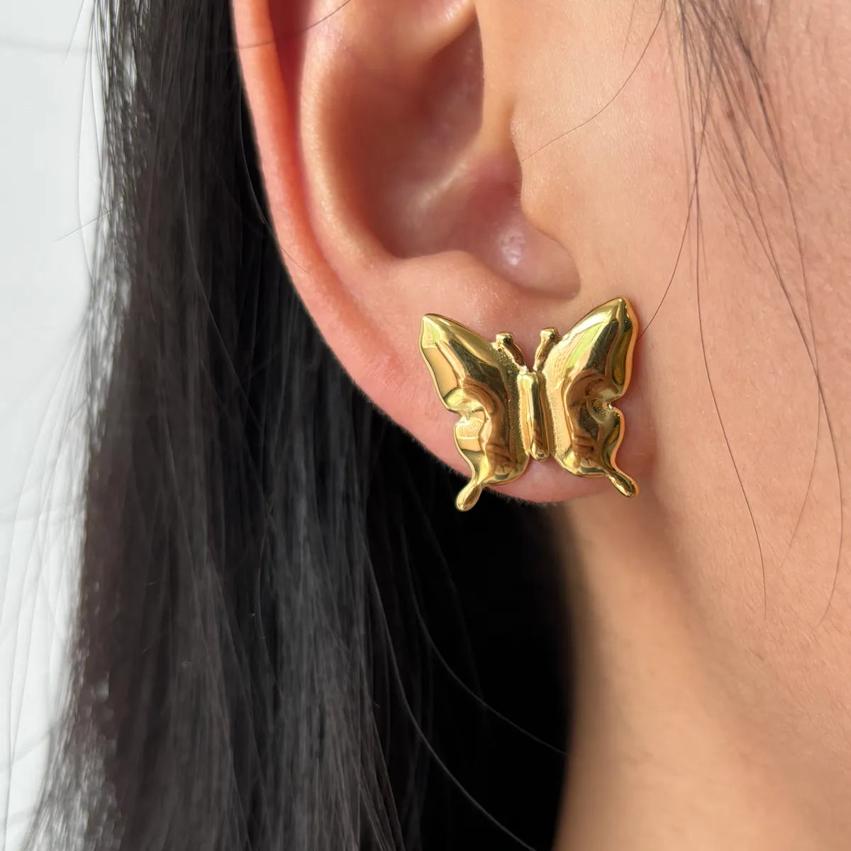 1 Pair Cute Simple Style Butterfly Plating 304 Stainless Steel 18K Gold Plated Ear Studs