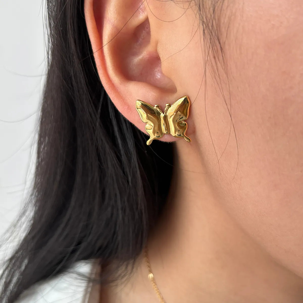 1 Pair Cute Simple Style Butterfly Plating 304 Stainless Steel 18K Gold Plated Ear Studs