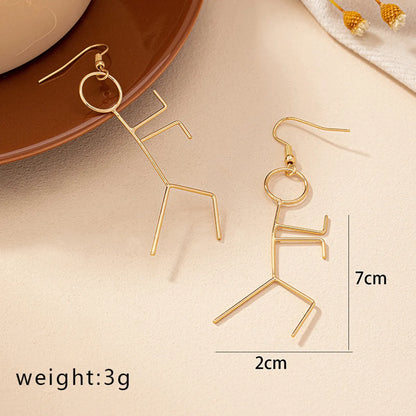 1 Pair Cute Simple Style Cartoon Character Plating Alloy Drop Earrings