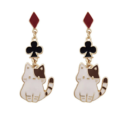 1 Pair Cute Simple Style Cat Enamel Plating Alloy Drop Earrings