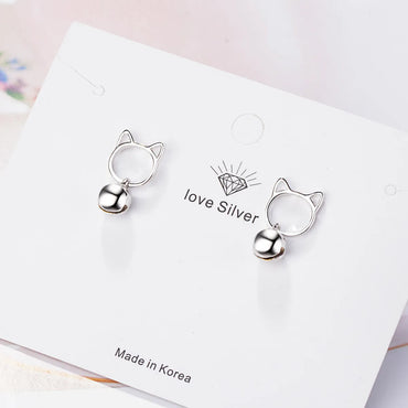 1 Pair Cute Simple Style Cat Plating Hollow Out Copper White Gold Plated Drop Earrings