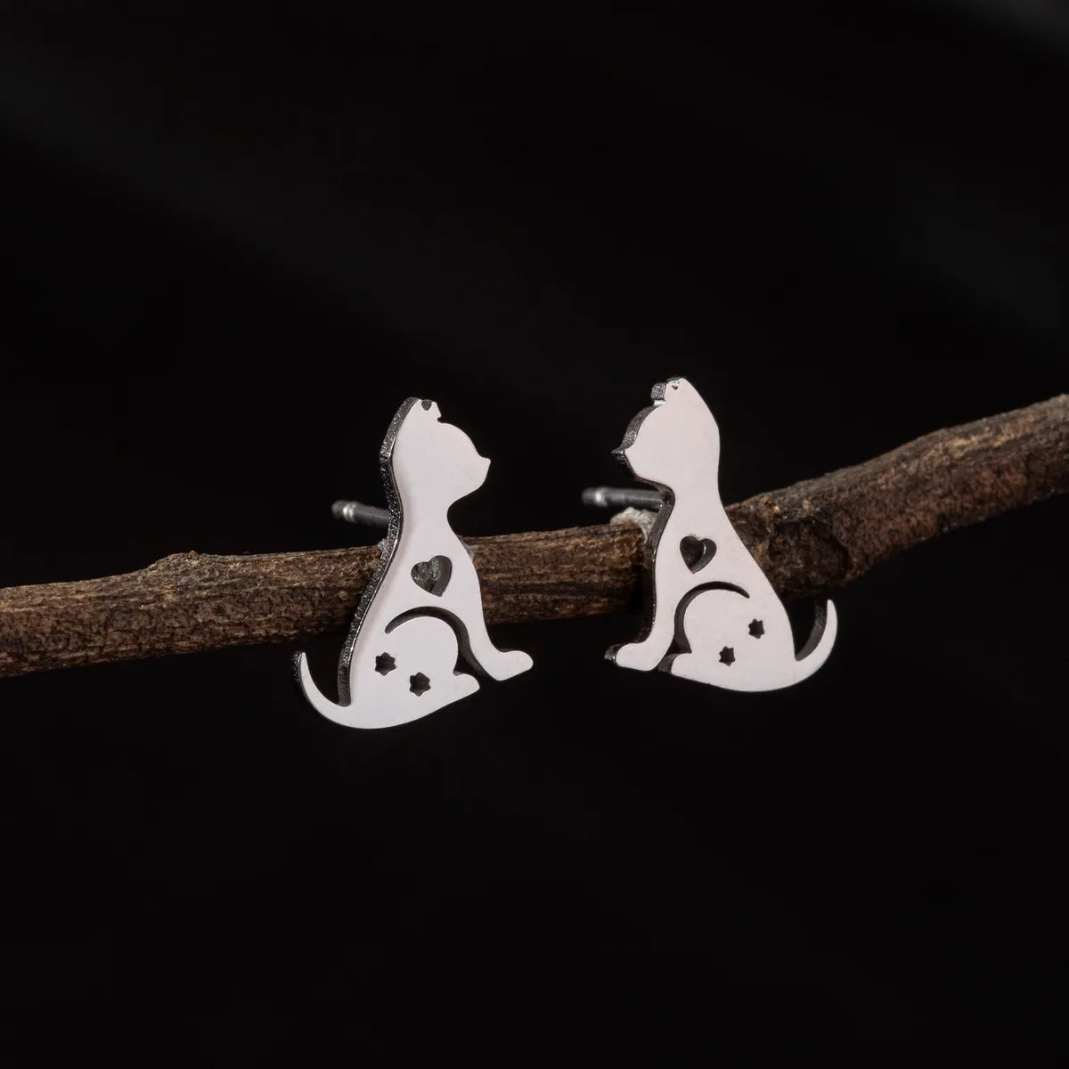 1 Pair Cute Simple Style Cat Polishing 304 Stainless Steel 18K Gold Plated Ear Studs