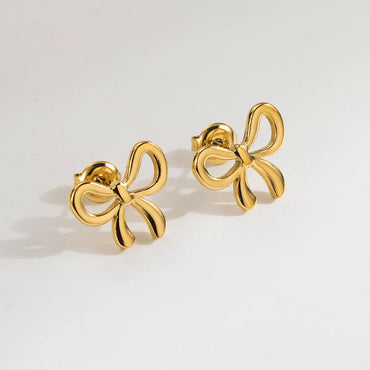 1 Pair Cute Simple Style Classic Style Bow Knot Plating Stainless Steel 18k Gold Plated Ear Studs