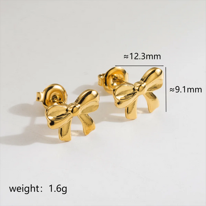 1 Pair Cute Simple Style Classic Style Bow Knot Plating Stainless Steel 18k Gold Plated Ear Studs