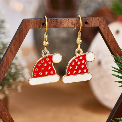 1 Pair Cute Simple Style Classic Style Christmas Hat 304 Stainless Steel 18K Gold Plated Drop Earrings