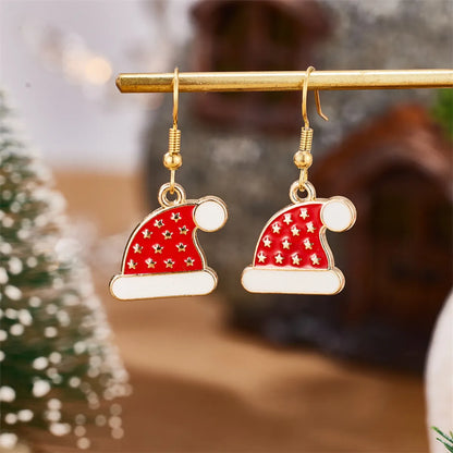 1 Pair Cute Simple Style Classic Style Christmas Hat 304 Stainless Steel 18K Gold Plated Drop Earrings