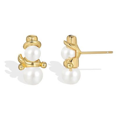 1 Pair Cute Simple Style Classic Style Snowman Deer Plating Inlay Copper Agate Zircon 18k Gold Plated Ear Studs