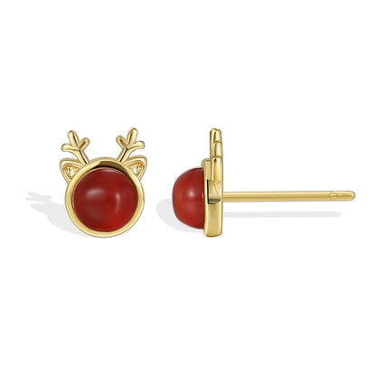 1 Pair Cute Simple Style Classic Style Snowman Deer Plating Inlay Copper Agate Zircon 18k Gold Plated Ear Studs