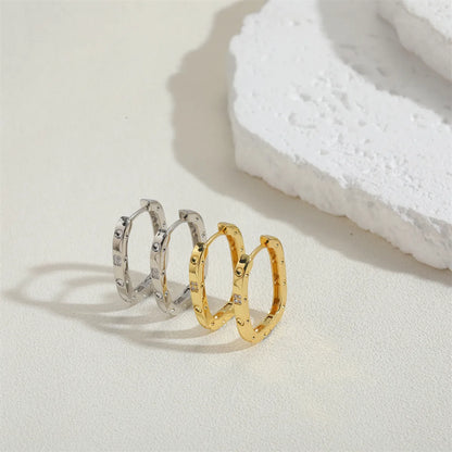 1 Pair Cute Simple Style Commute Square Plating Inlay Copper Zircon 14k Gold Plated White Gold Plated Hoop Earrings