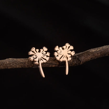 1 Pair Cute Simple Style Dandelion Polishing 304 Stainless Steel 18K Gold Plated Ear Studs