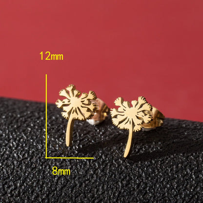 1 Pair Cute Simple Style Dandelion Polishing 304 Stainless Steel 18K Gold Plated Ear Studs