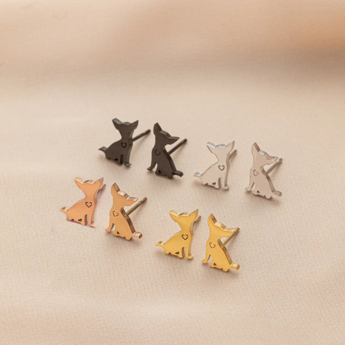 1 Pair Cute Simple Style Dog Polishing 304 Stainless Steel 18K Gold Plated Ear Studs