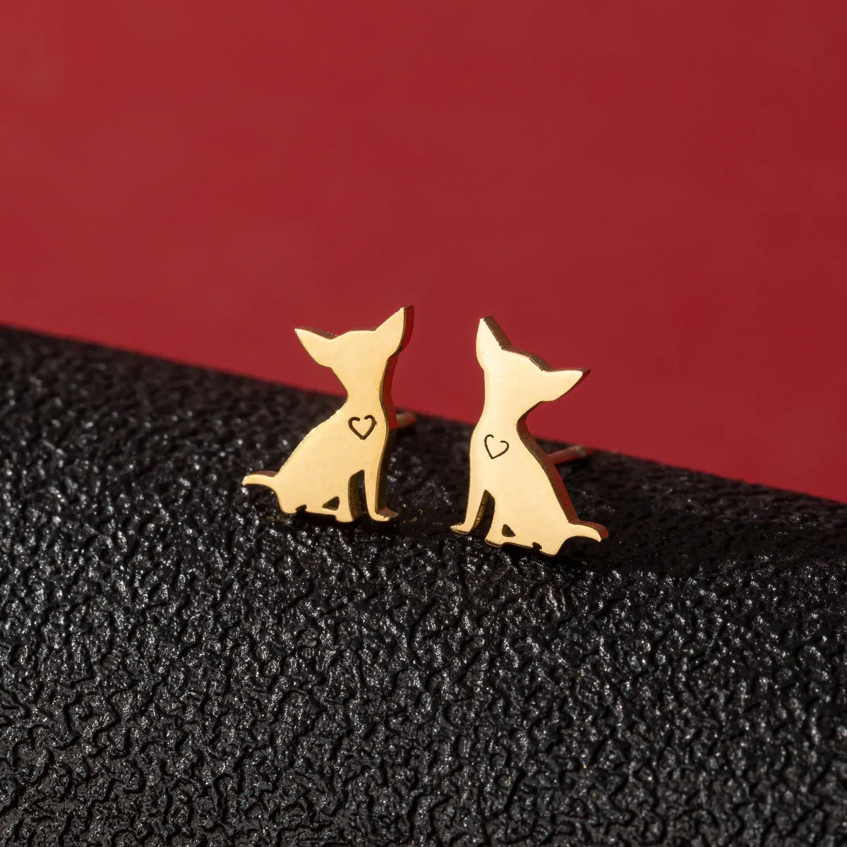 1 Pair Cute Simple Style Dog Polishing 304 Stainless Steel 18K Gold Plated Ear Studs