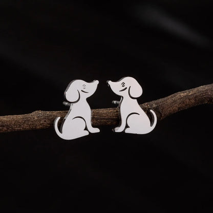 1 Pair Cute Simple Style Dog Polishing 304 Stainless Steel 18K Gold Plated Ear Studs