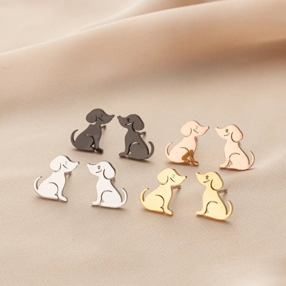 1 Pair Cute Simple Style Dog Polishing 304 Stainless Steel 18K Gold Plated Ear Studs