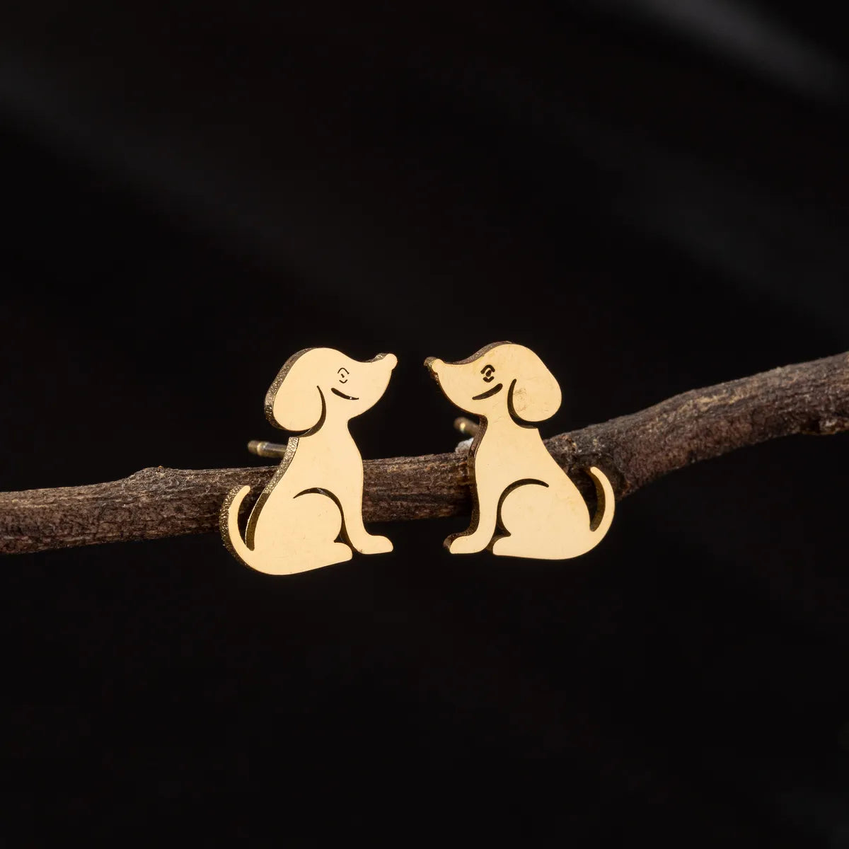 1 Pair Cute Simple Style Dog Polishing 304 Stainless Steel 18K Gold Plated Ear Studs