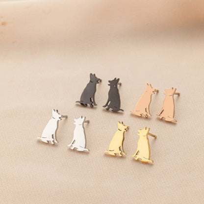 1 Pair Cute Simple Style Dog Polishing 304 Stainless Steel 18K Gold Plated Ear Studs